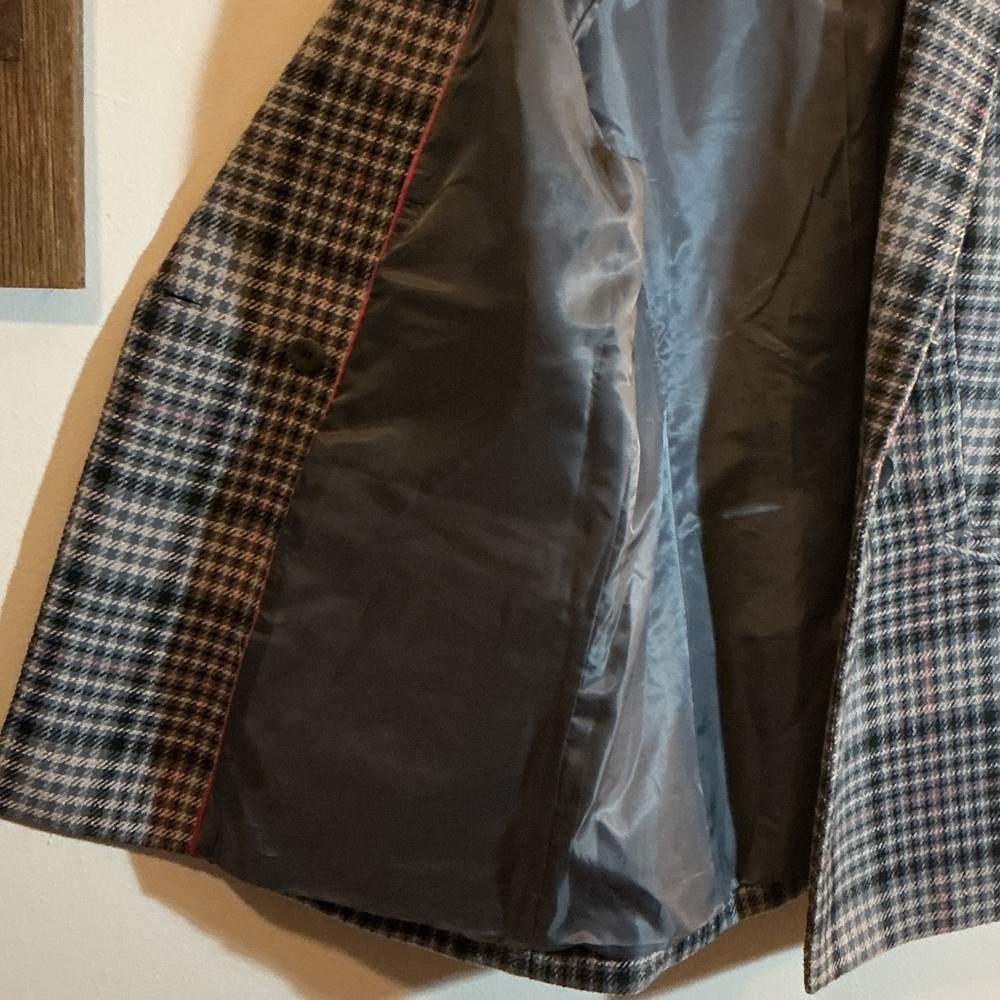 Talbots Tartine et Chocolat Women's Plaid Blazer - Black and White with Pink - Picture 5 of 7